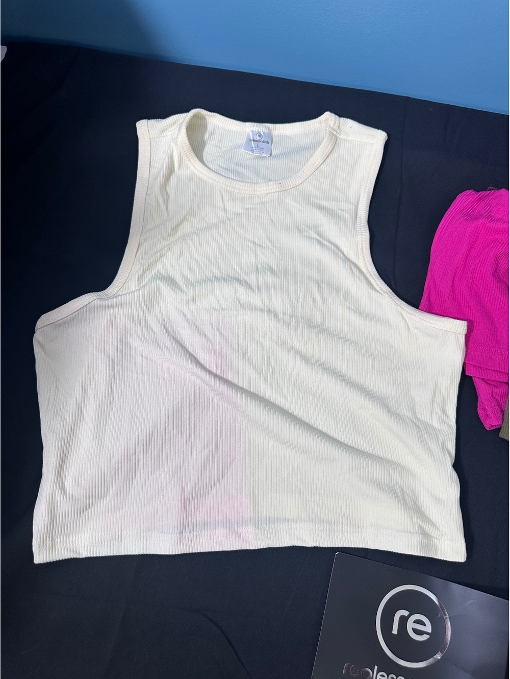 realessentials 5 Pack Ladies Ribbed Racerback Crop Tank Tops Size Large - Picture 4 of 5